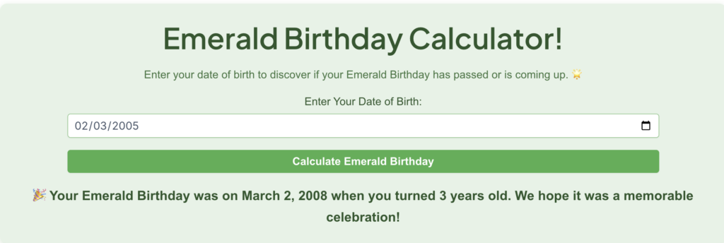 Emerald Birthday Calculator